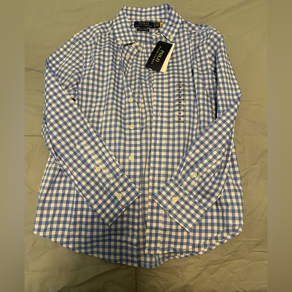 Polo by Ralph Lauren Blue and White Casual Button Down Shirt